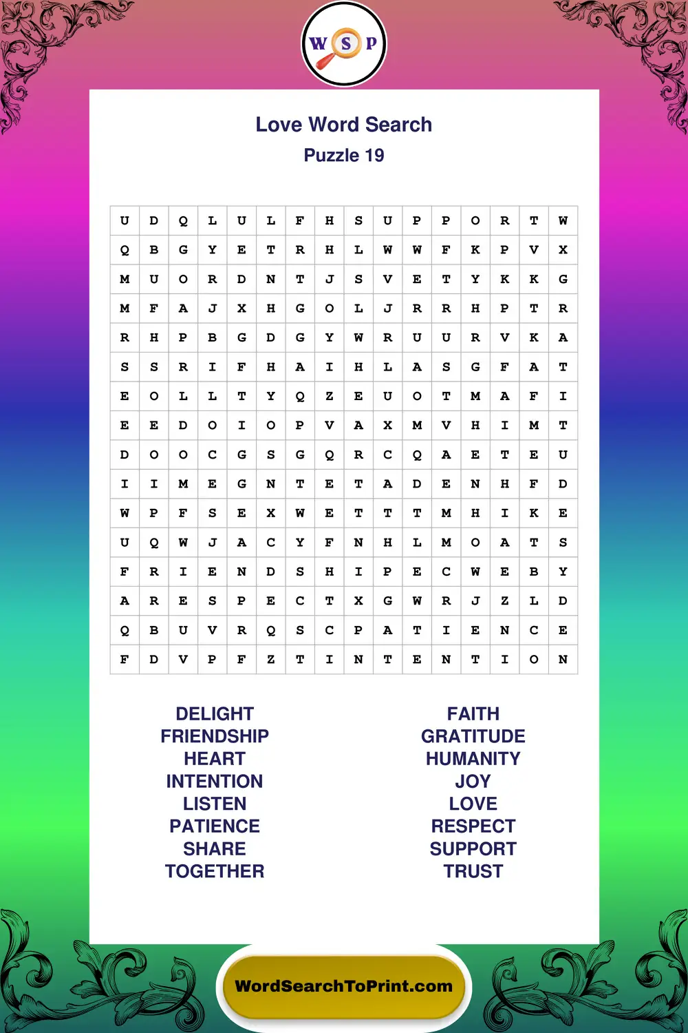 Love Word Search Puzzle 19