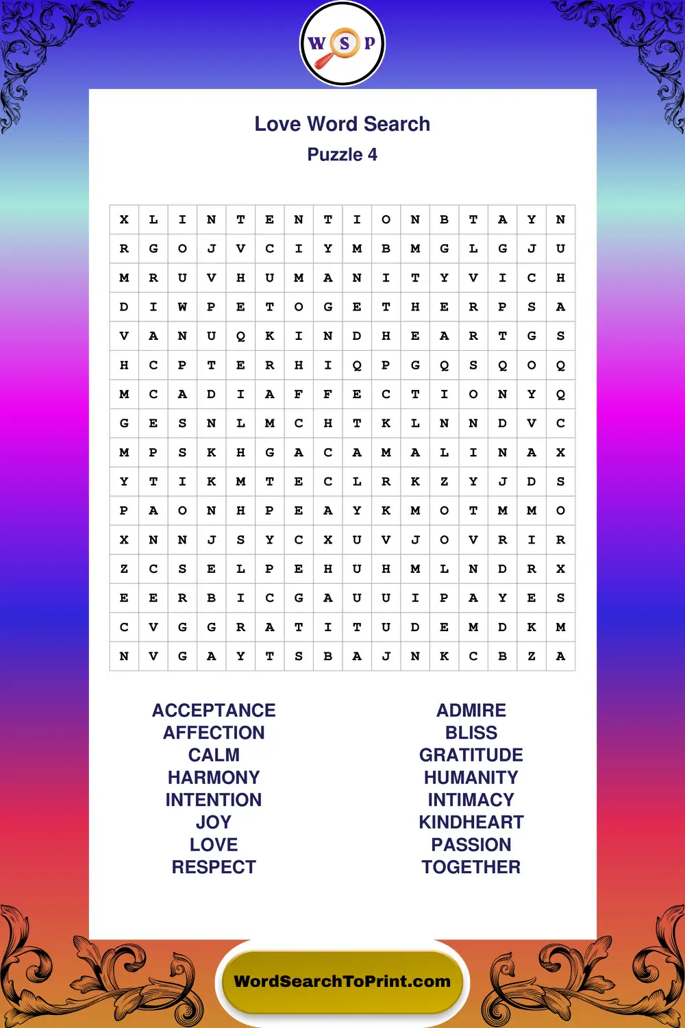Love Word Search Puzzle 4