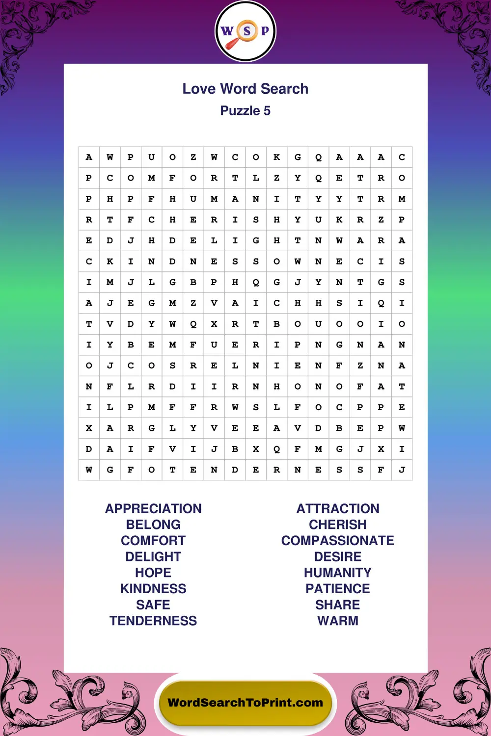 Love Word Search Puzzle 5