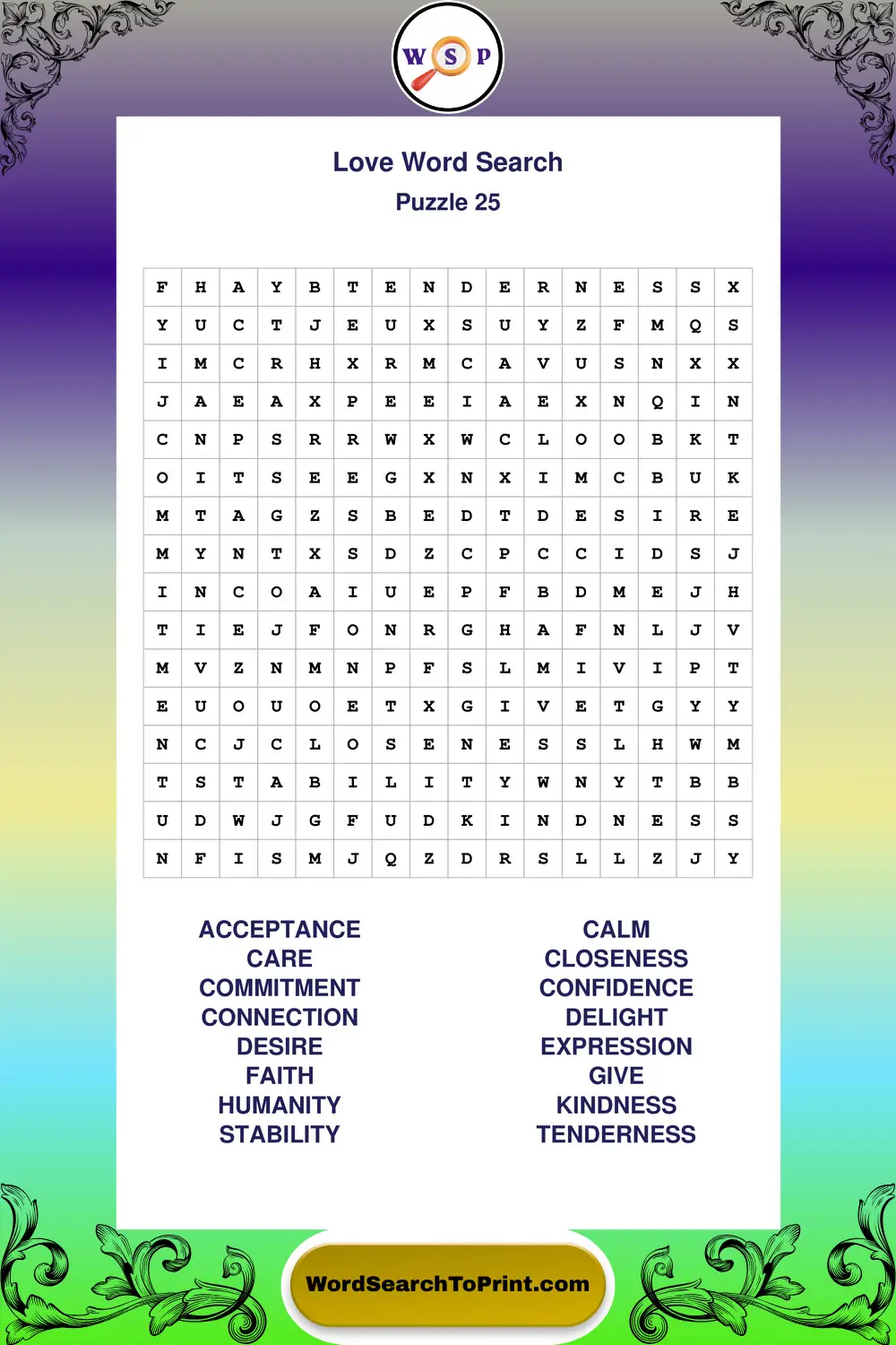 Love Word Search Puzzle 25