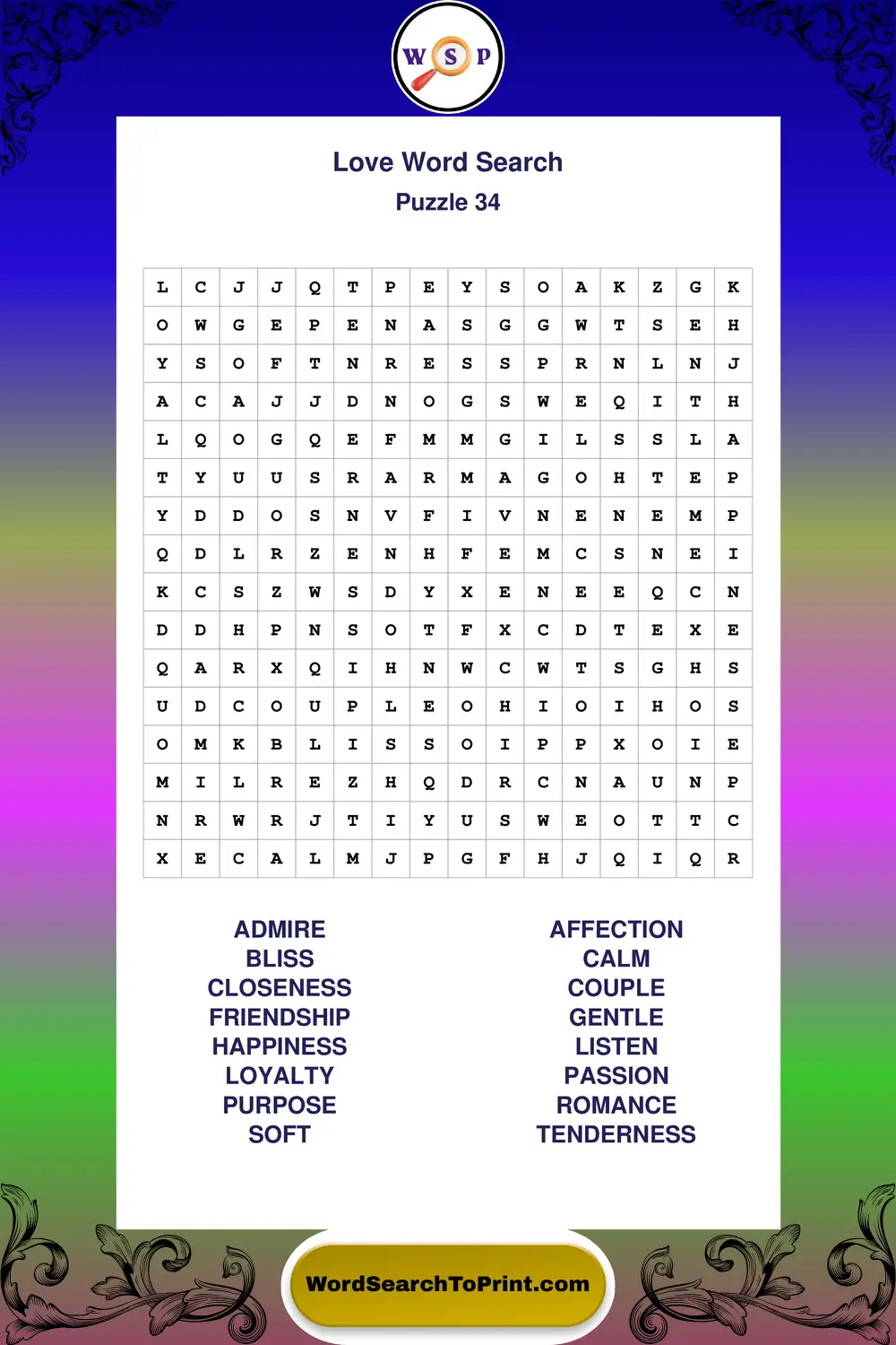 Love Word Search Puzzle 34