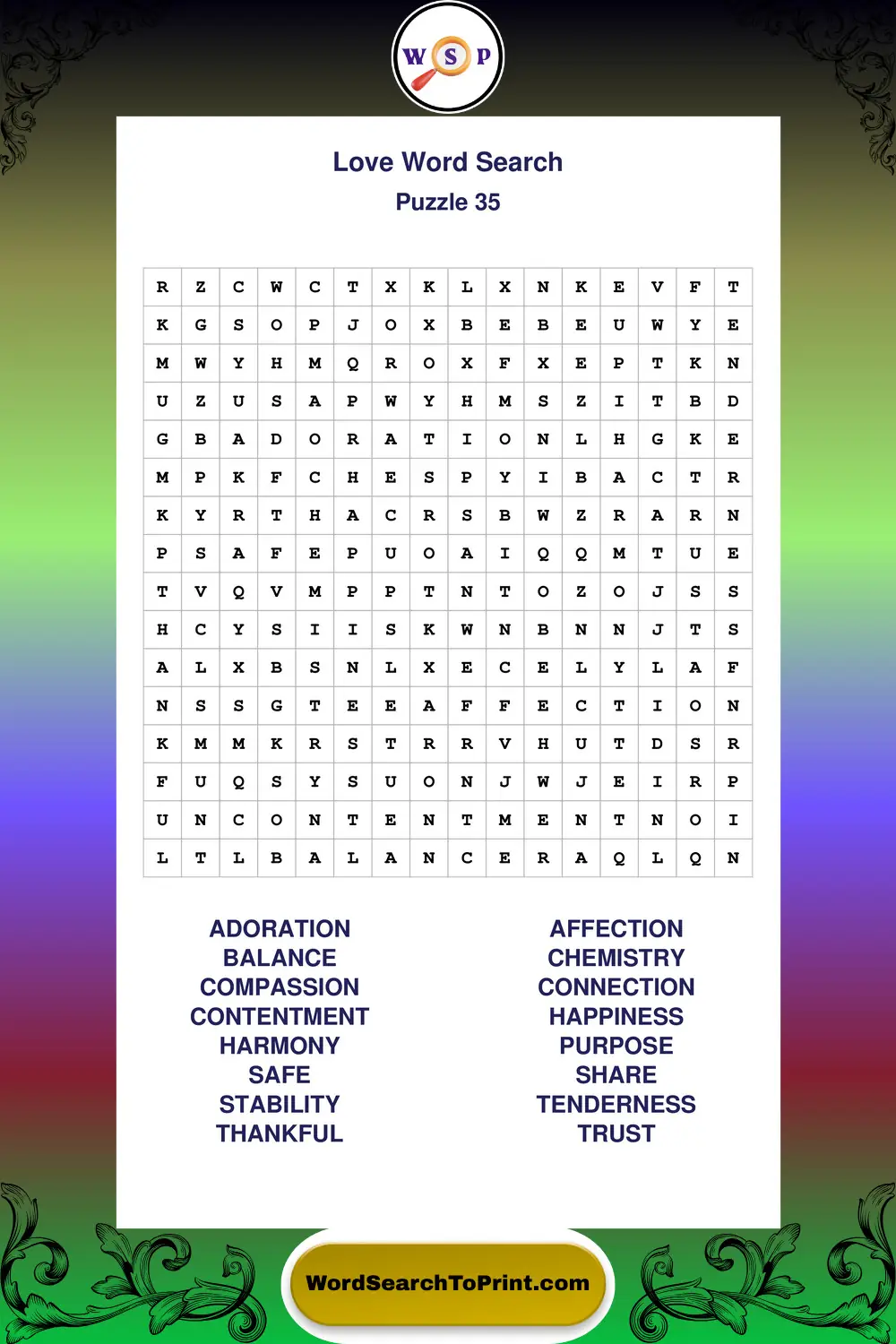 Love Word Search Puzzle 35