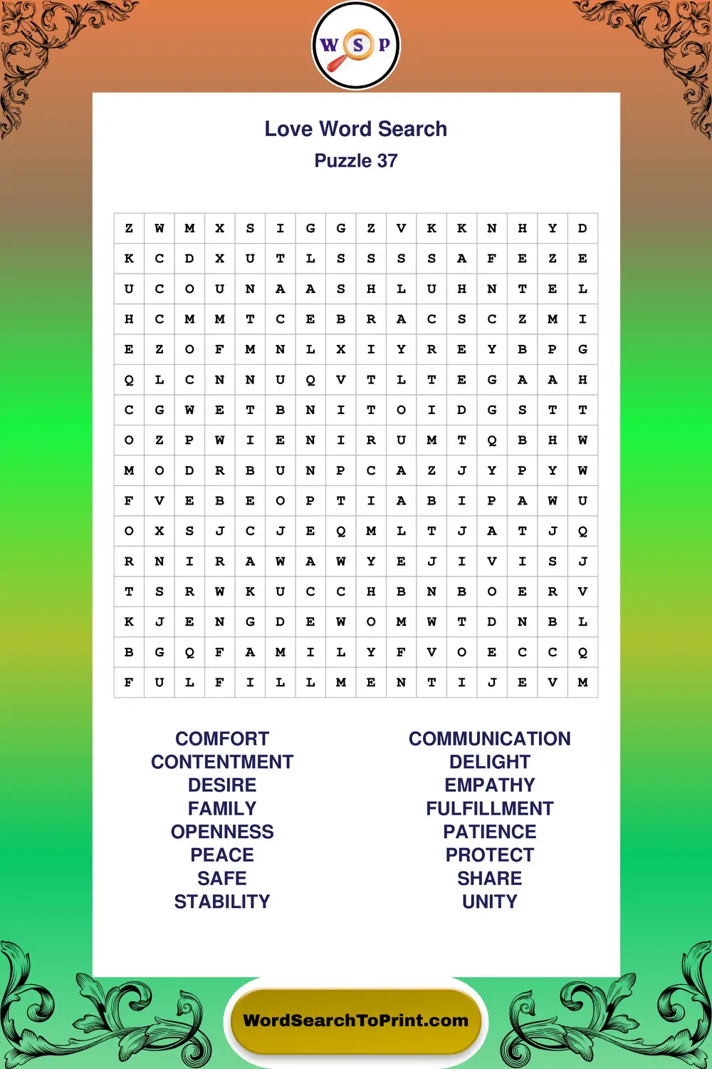 Love Word Search Puzzle 37