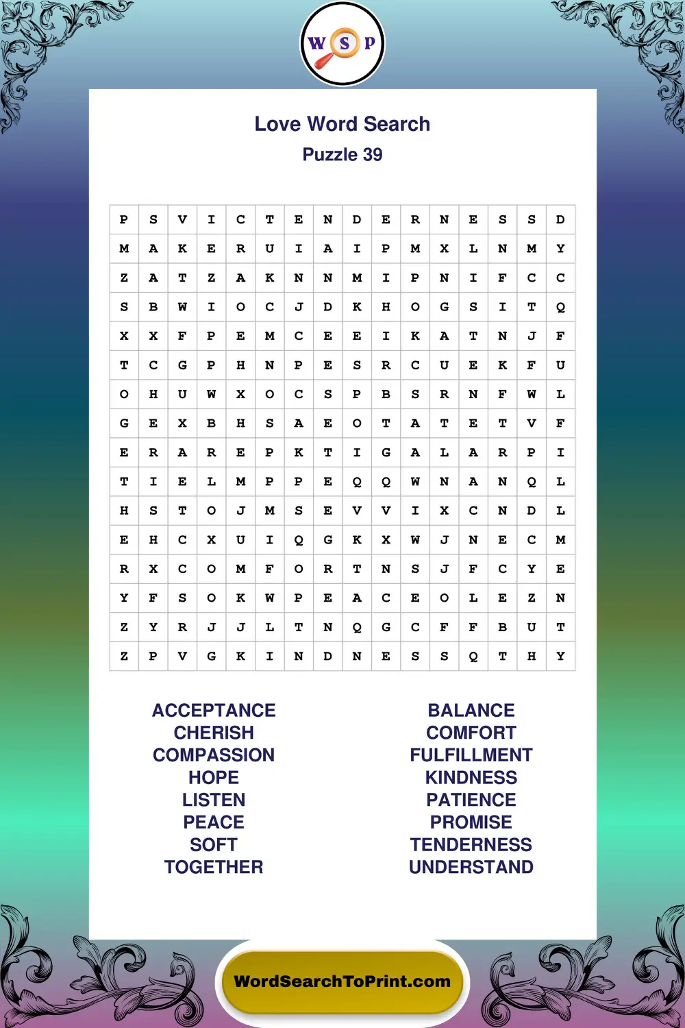 Love Word Search Puzzle 39