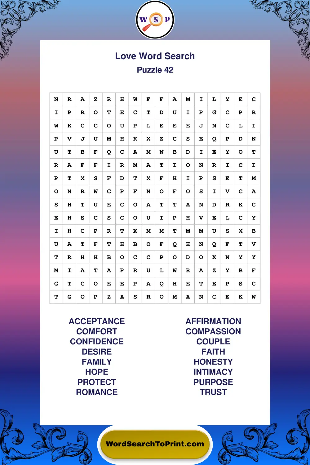 Love Word Search Puzzle 42