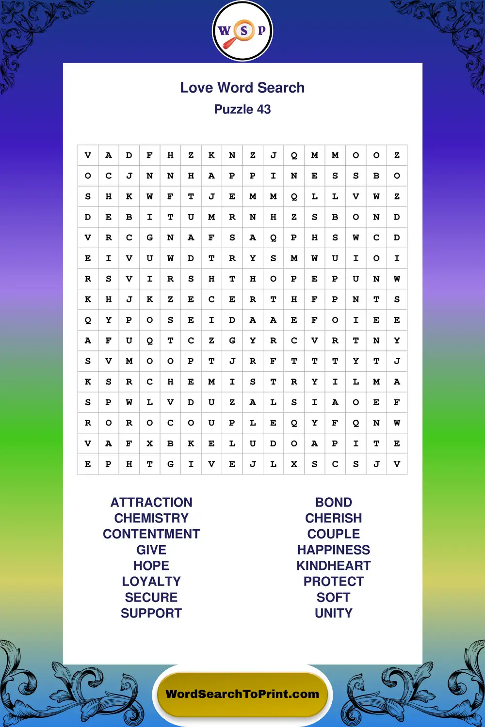 Love Word Search Puzzle 43