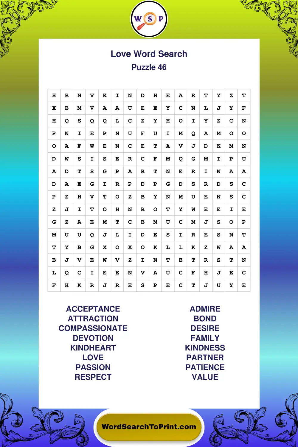 Love Word Search Puzzle 46