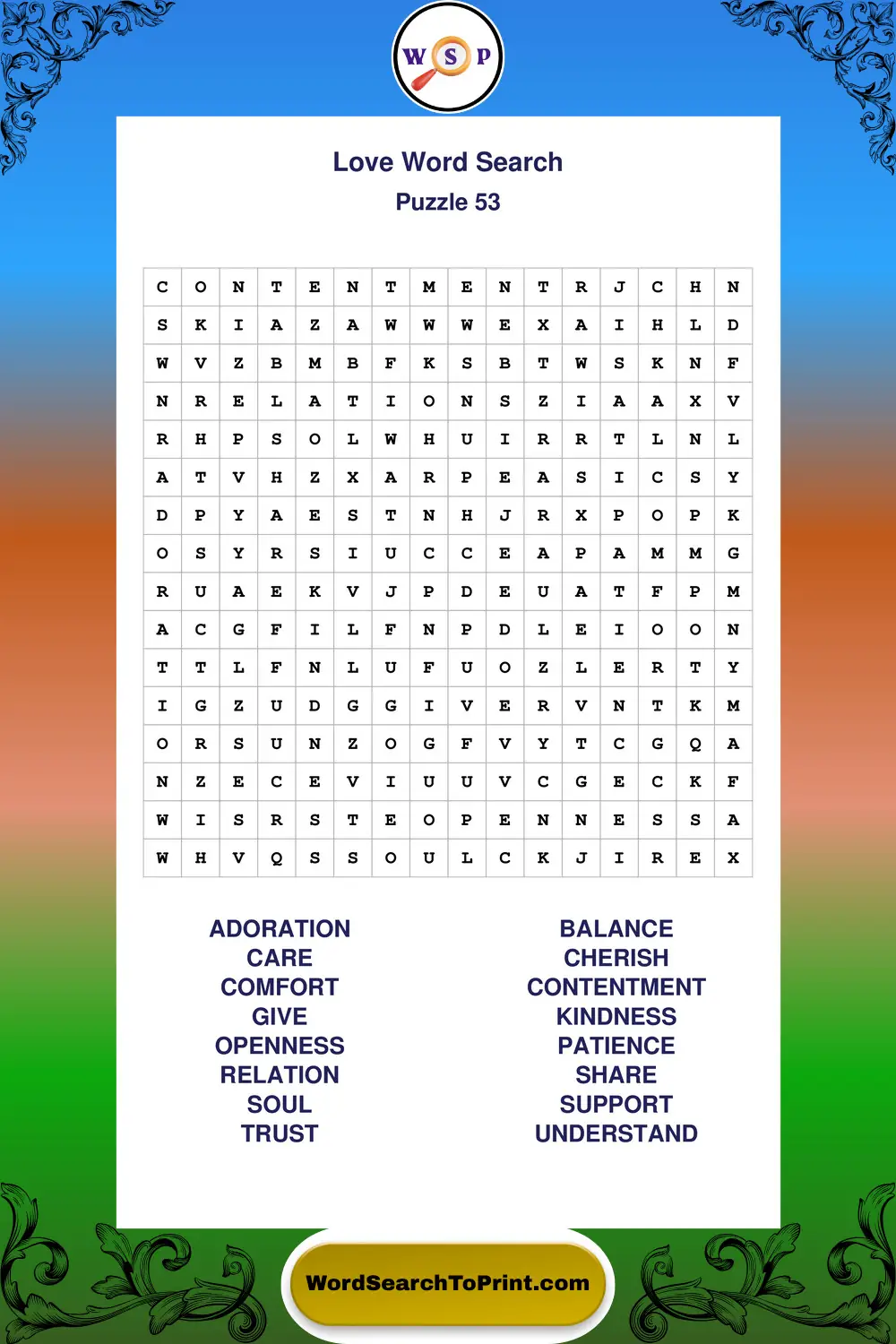 Love Word Search Puzzle 53