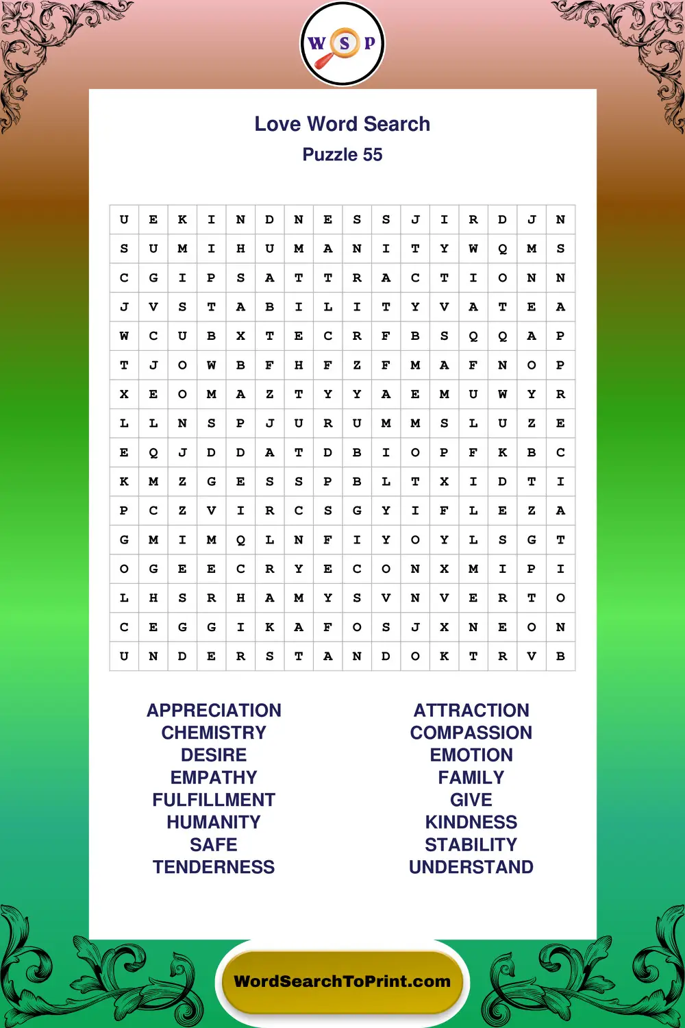 Love Word Search Puzzle 55