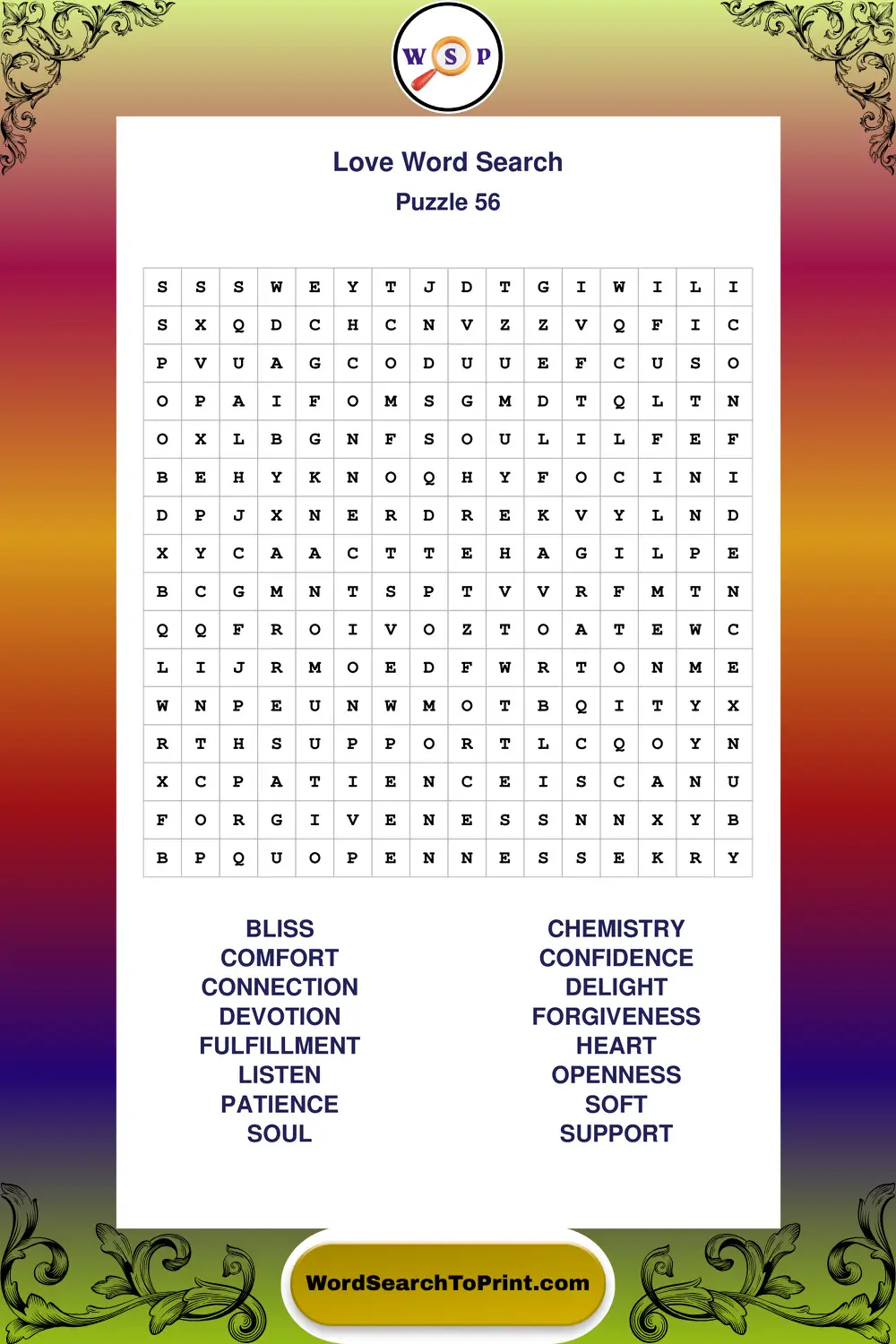 Love Word Search Puzzle 56