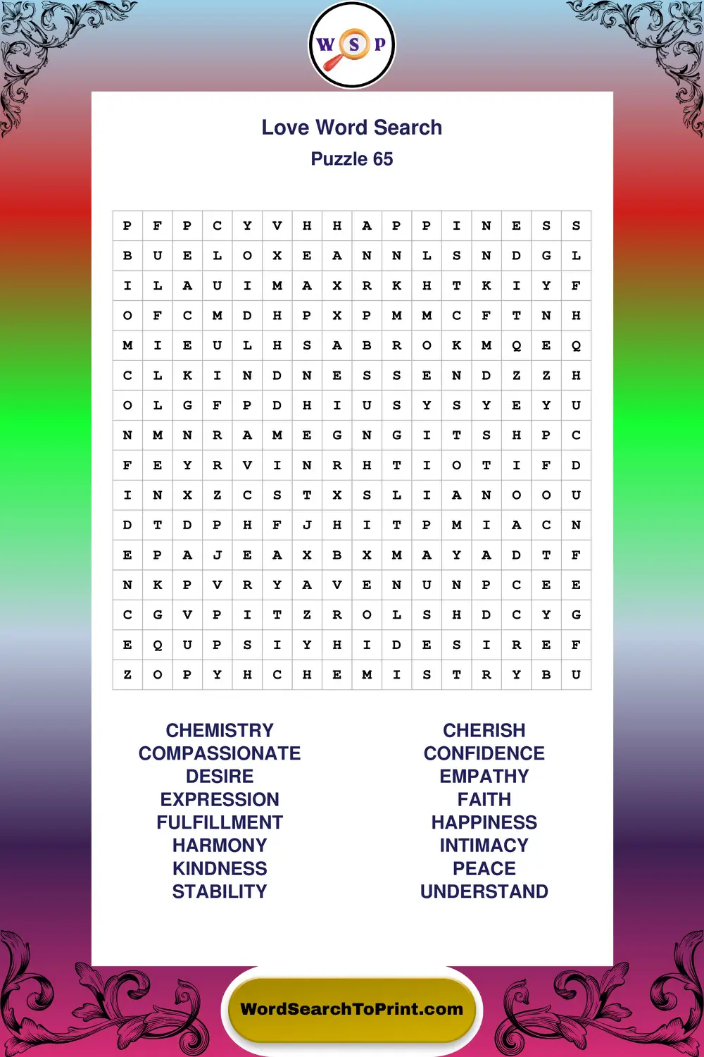 Love Word Search Puzzle 65