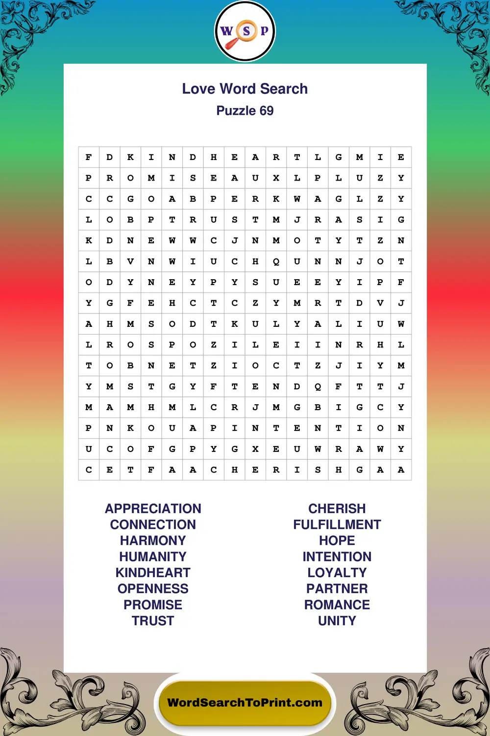 Love Word Search Puzzle 69