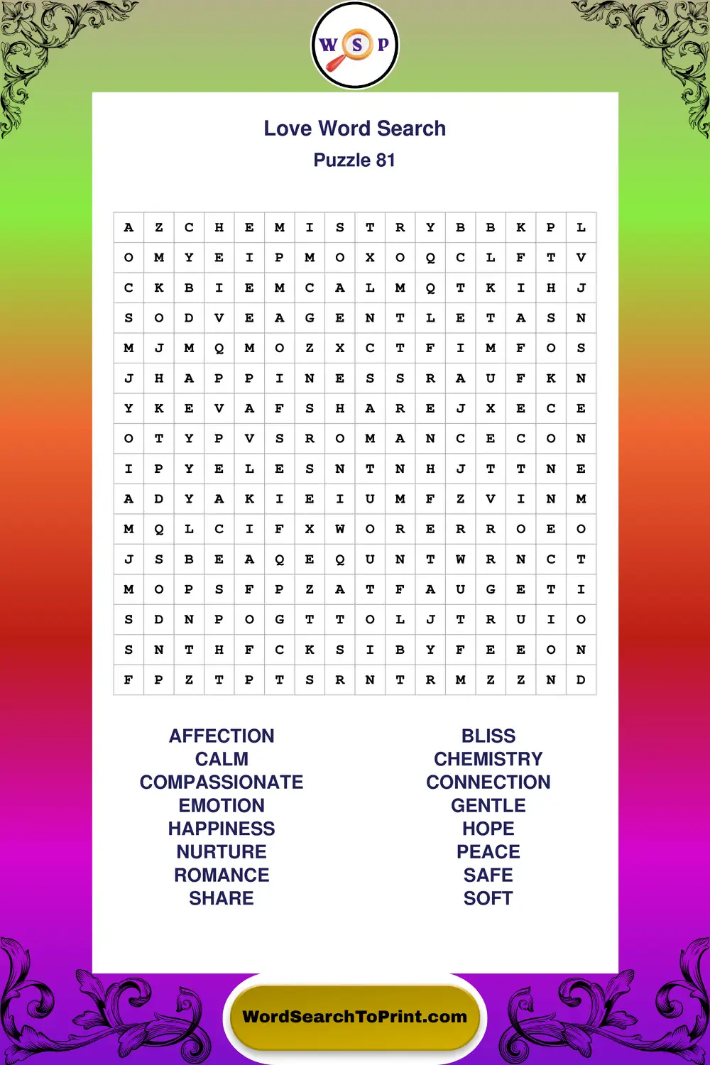 Love Word Search Puzzle 81