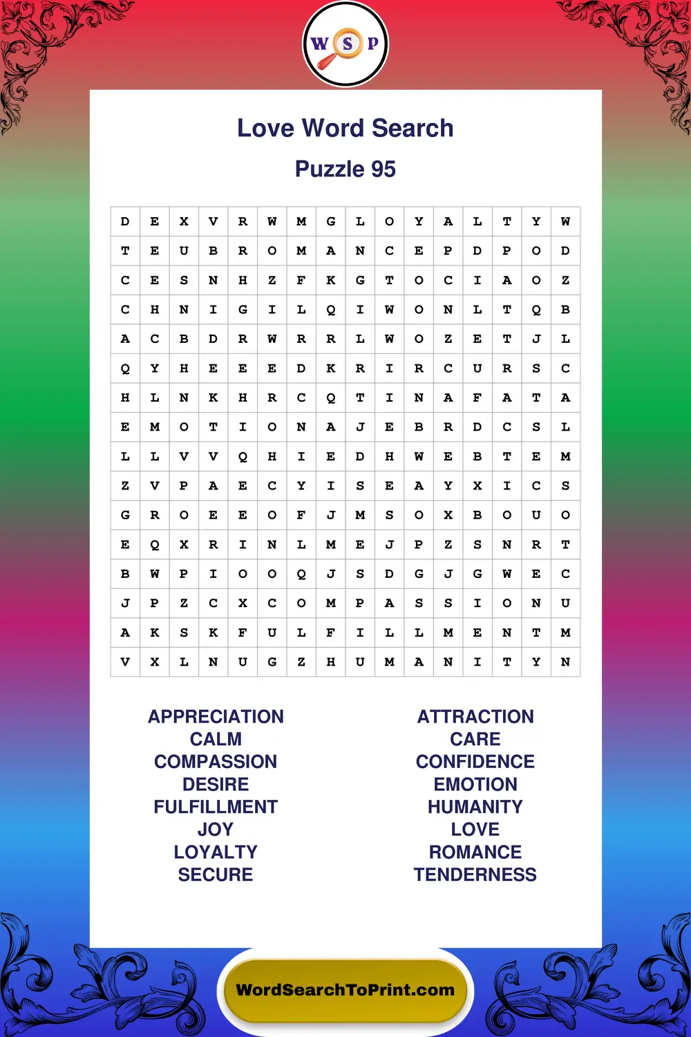 Love Word Search Puzzle 95
