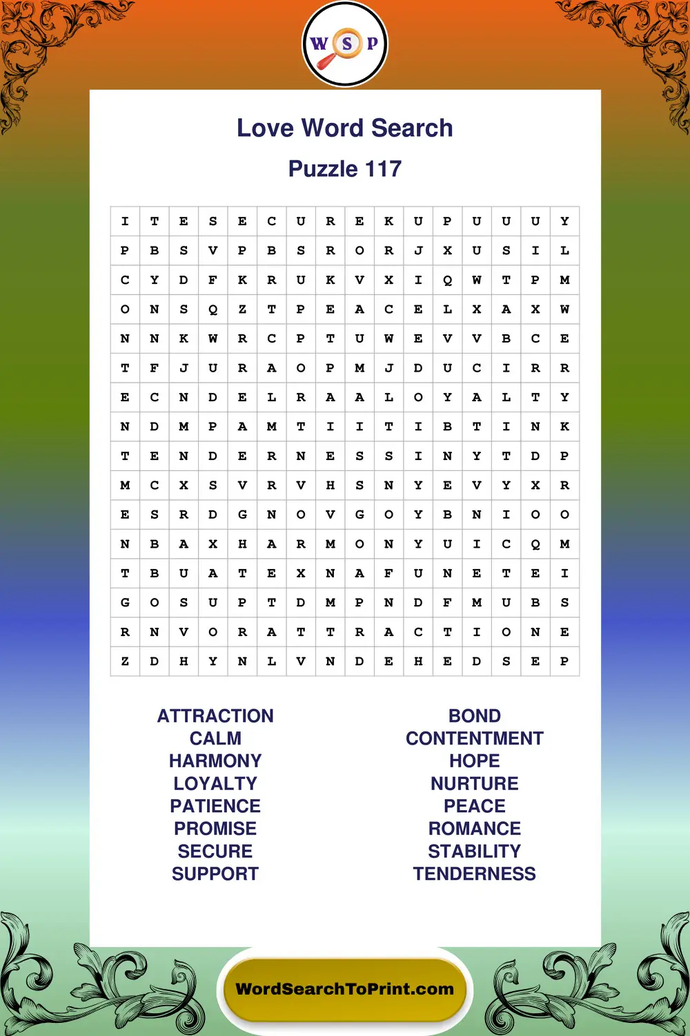 Love Word Search Puzzle 117