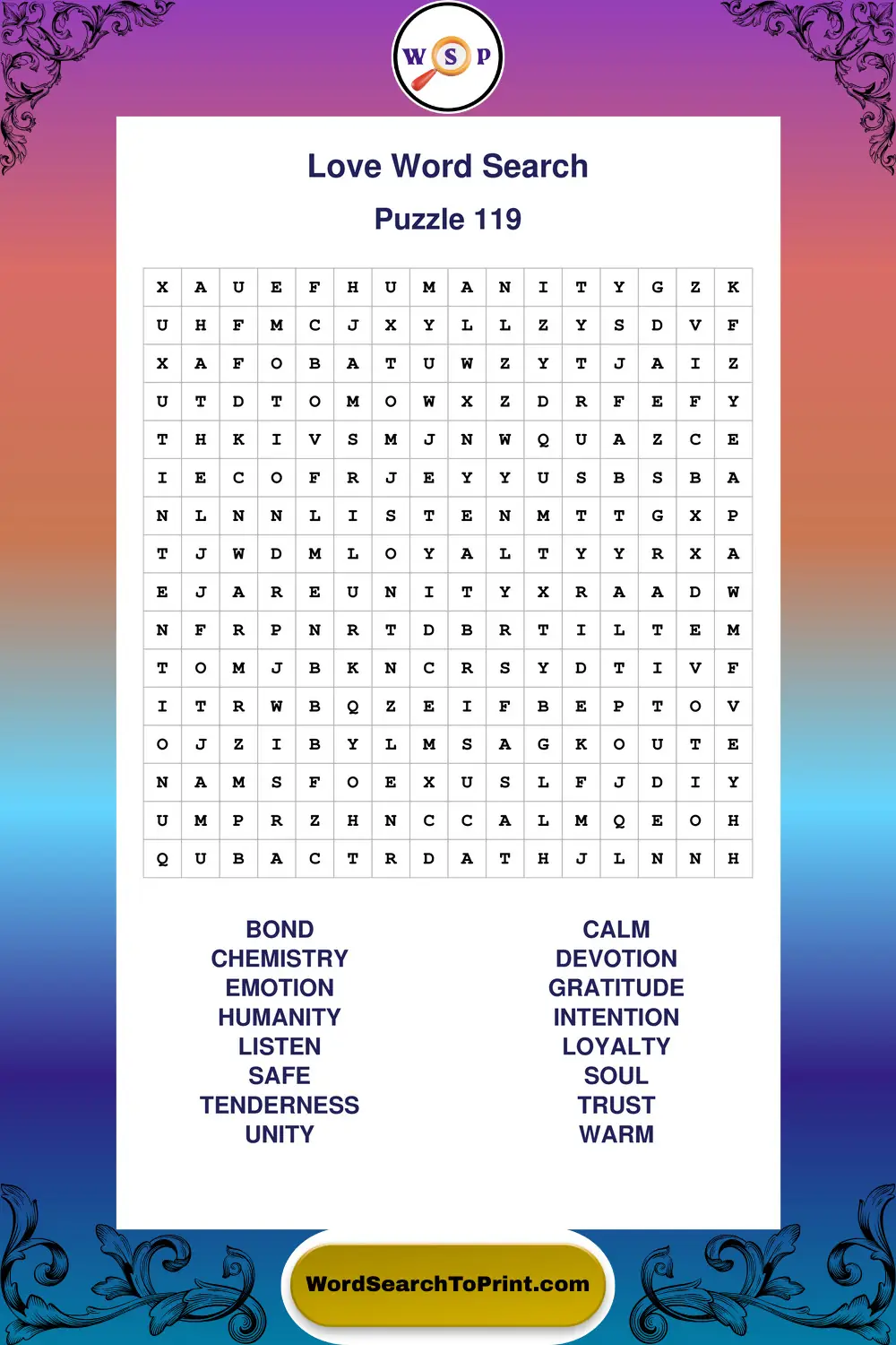 Love Word Search Puzzle 119
