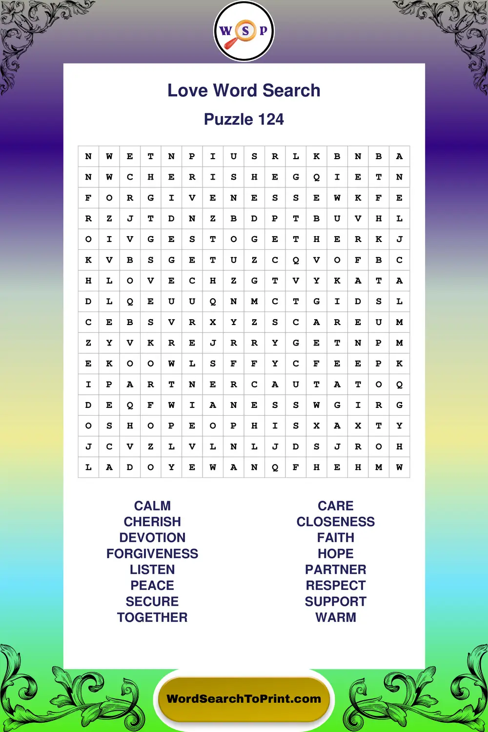 Love Word Search Puzzle 124
