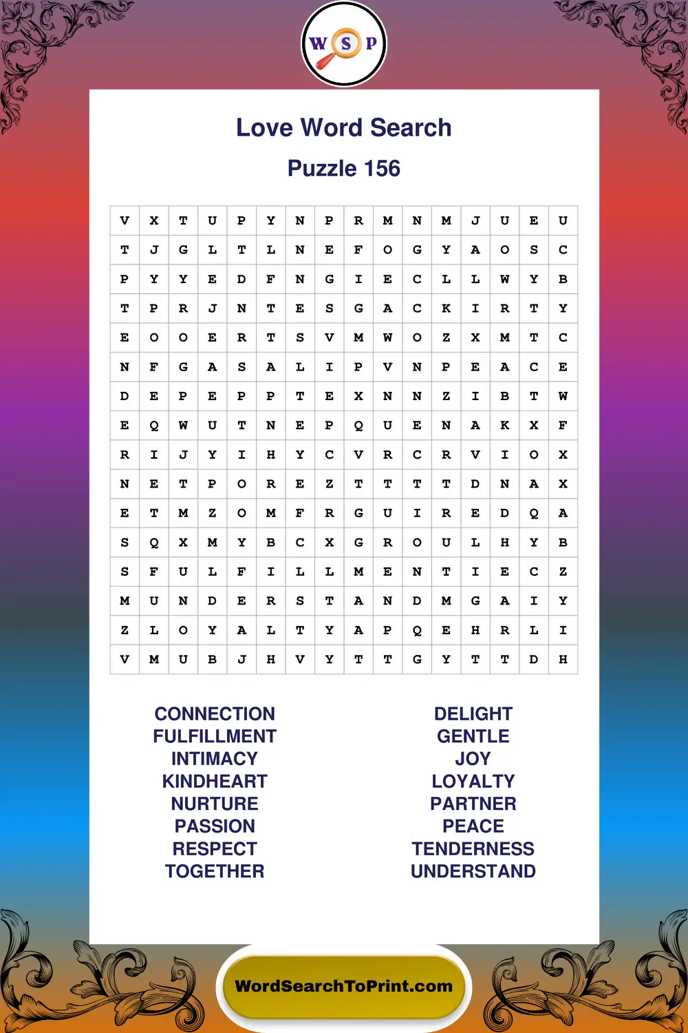 Love Word Search Puzzle 156