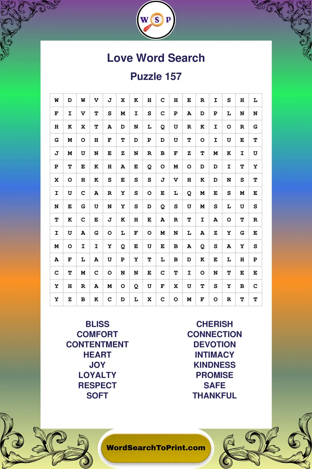 Love Word Search Puzzle 157