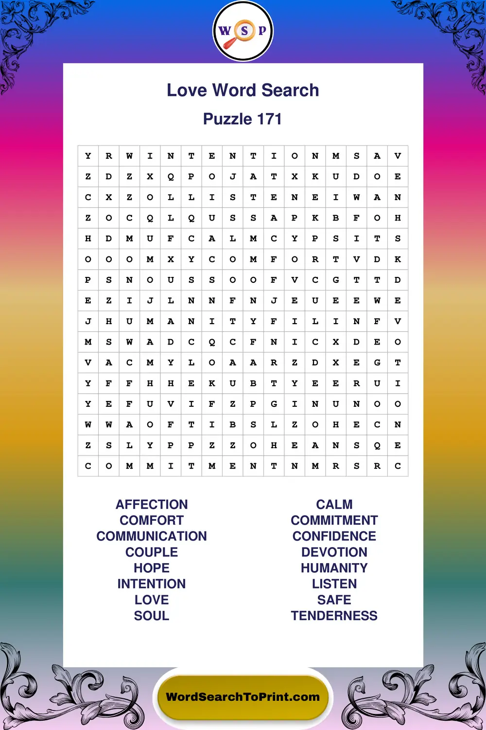 Love Word Search Puzzle 171