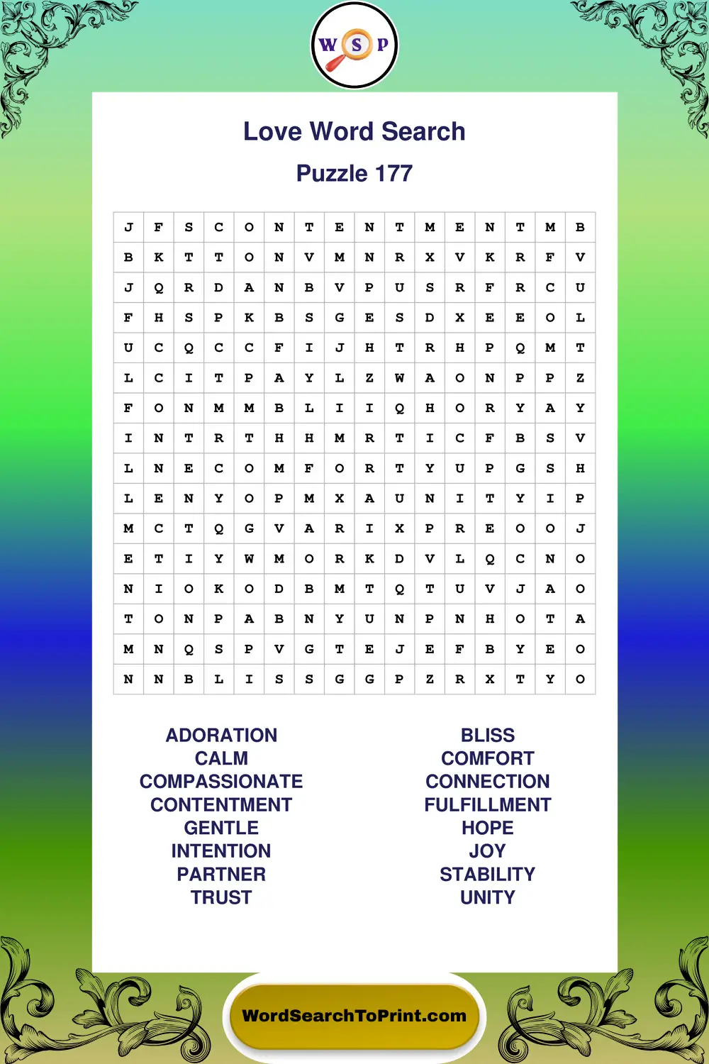 Love Word Search Puzzle 177