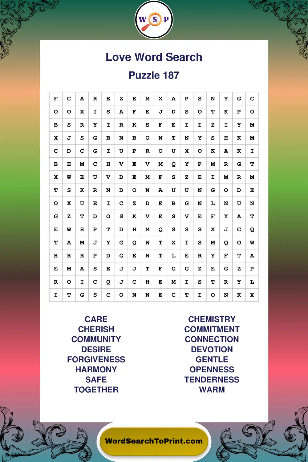 Love Word Search Puzzle 187