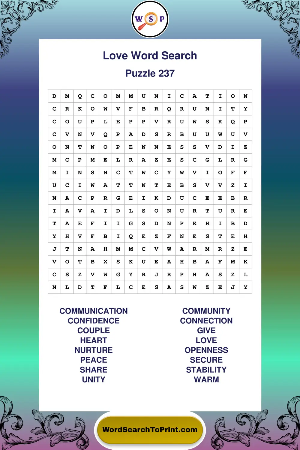 Love Word Search Puzzle 237