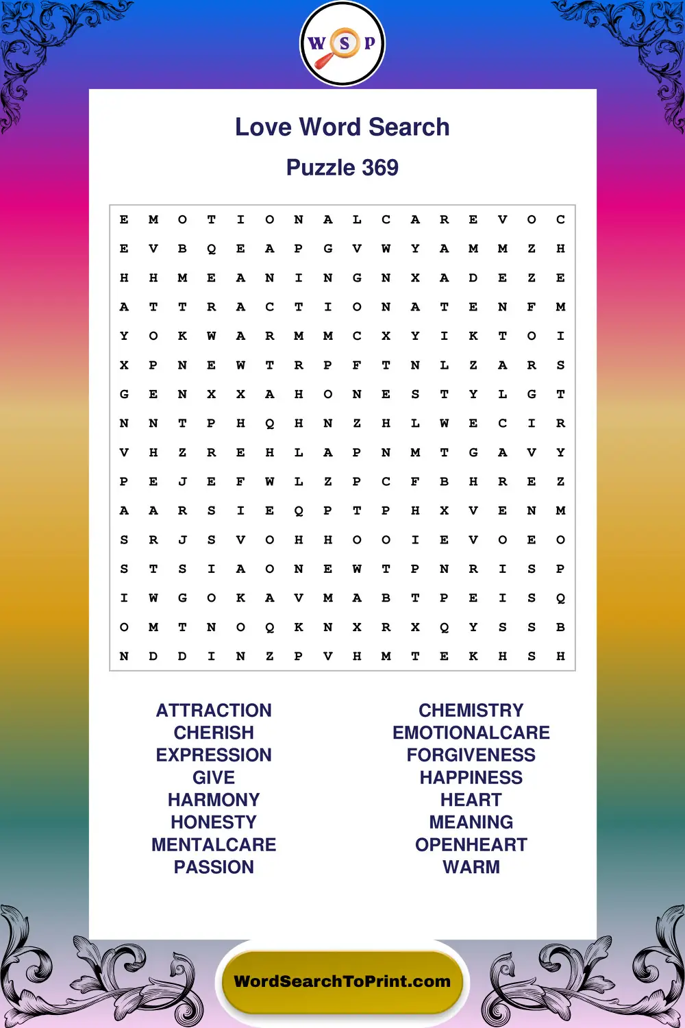 Love Word Search Puzzle 369