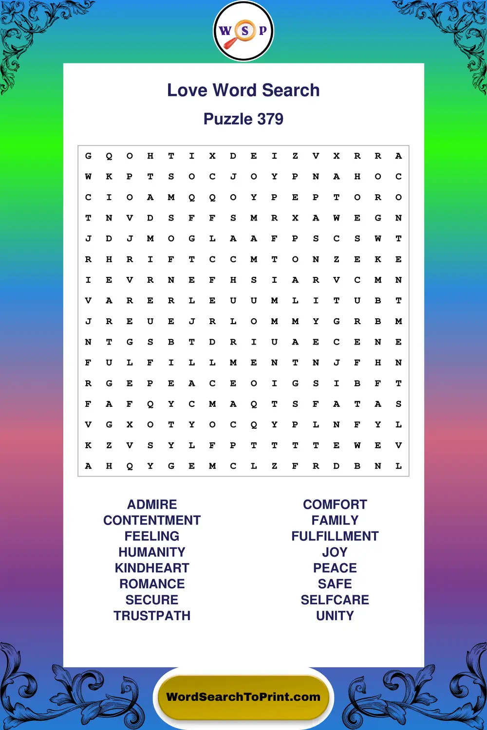 Love Word Search Puzzle 379