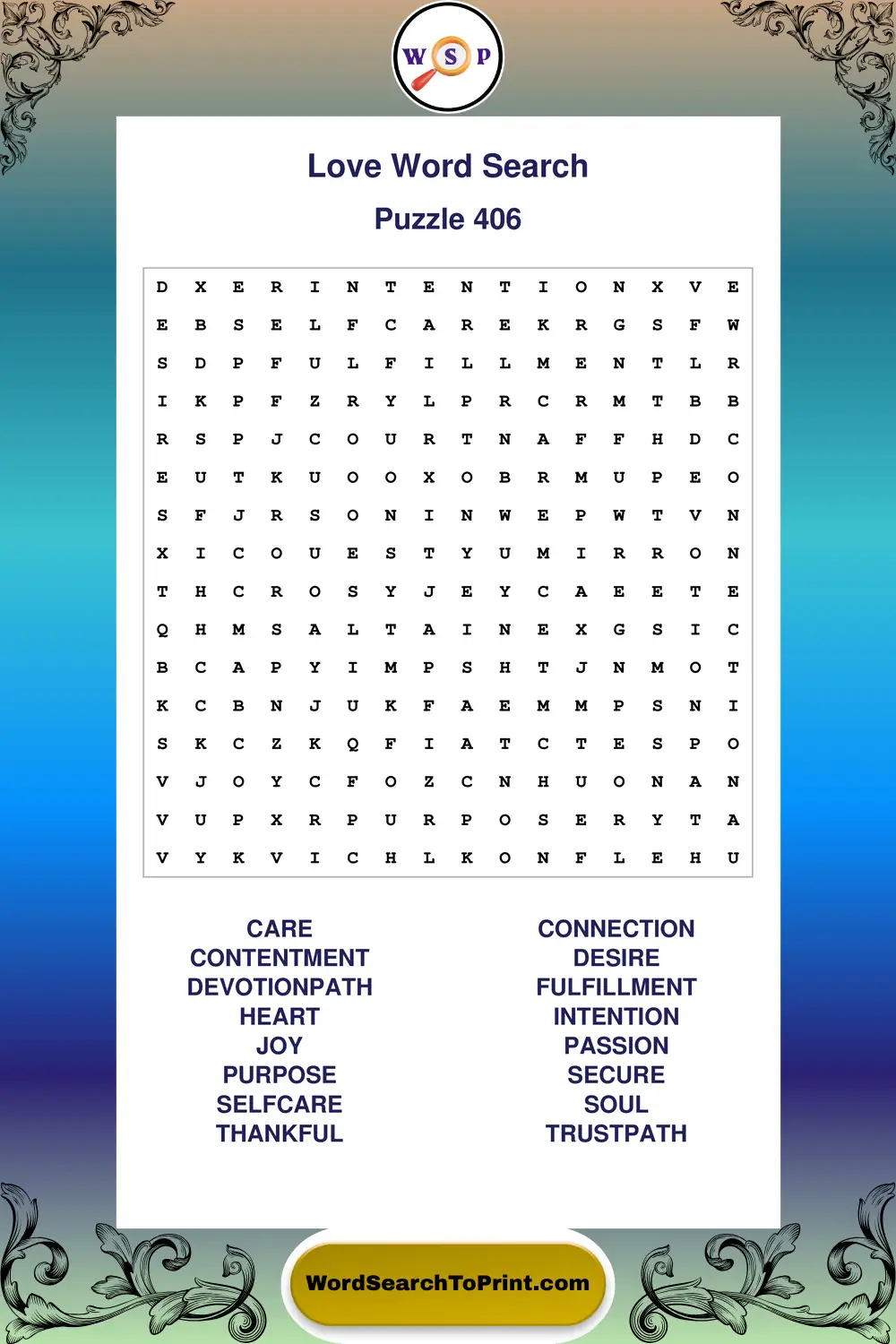 Love Word Search Puzzle 406