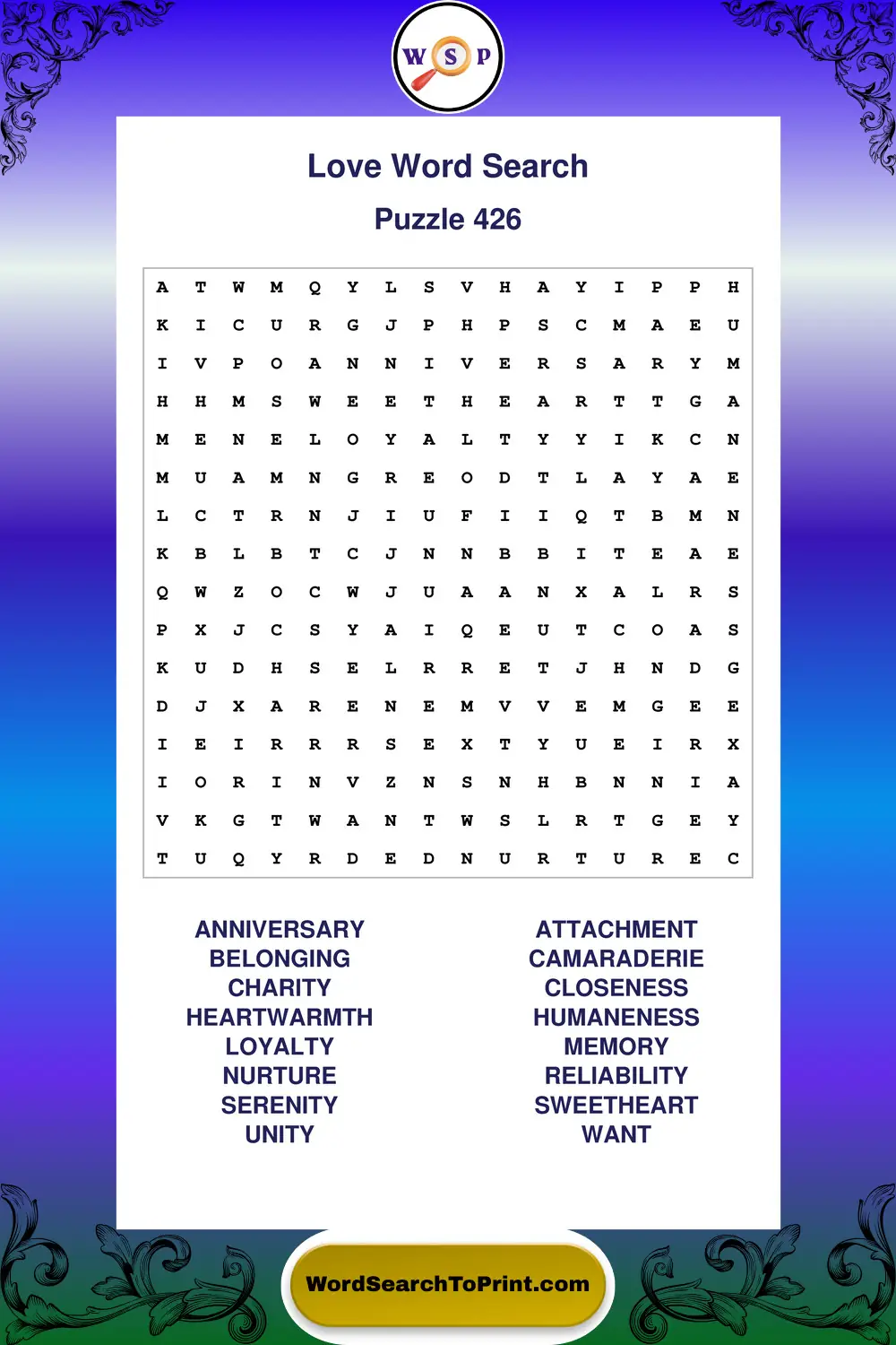 Love Word Search Puzzle 426