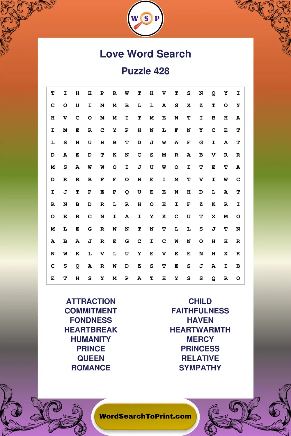 Love Word Search Puzzle 428