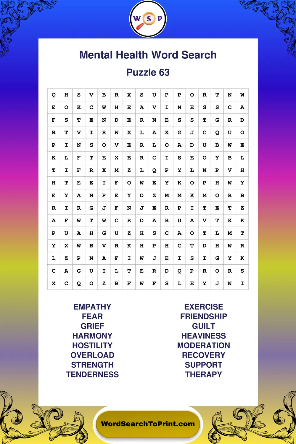 Mental Health Word Search Puzzle 63