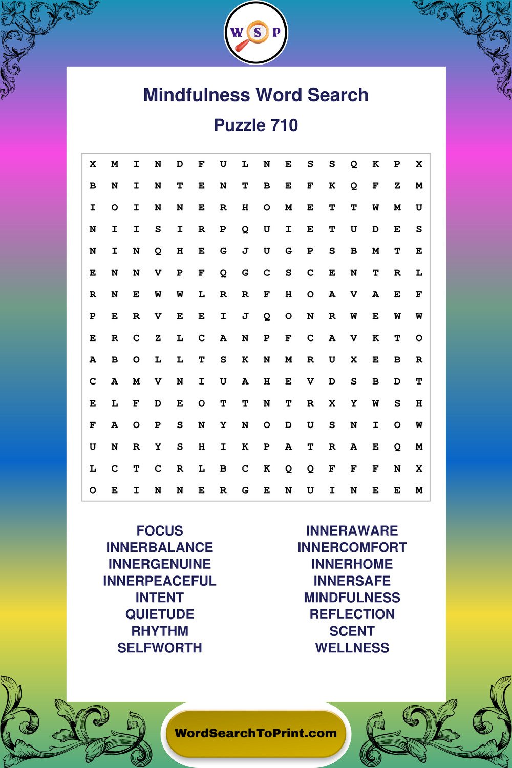 Mindfulness Word Search Puzzle 710