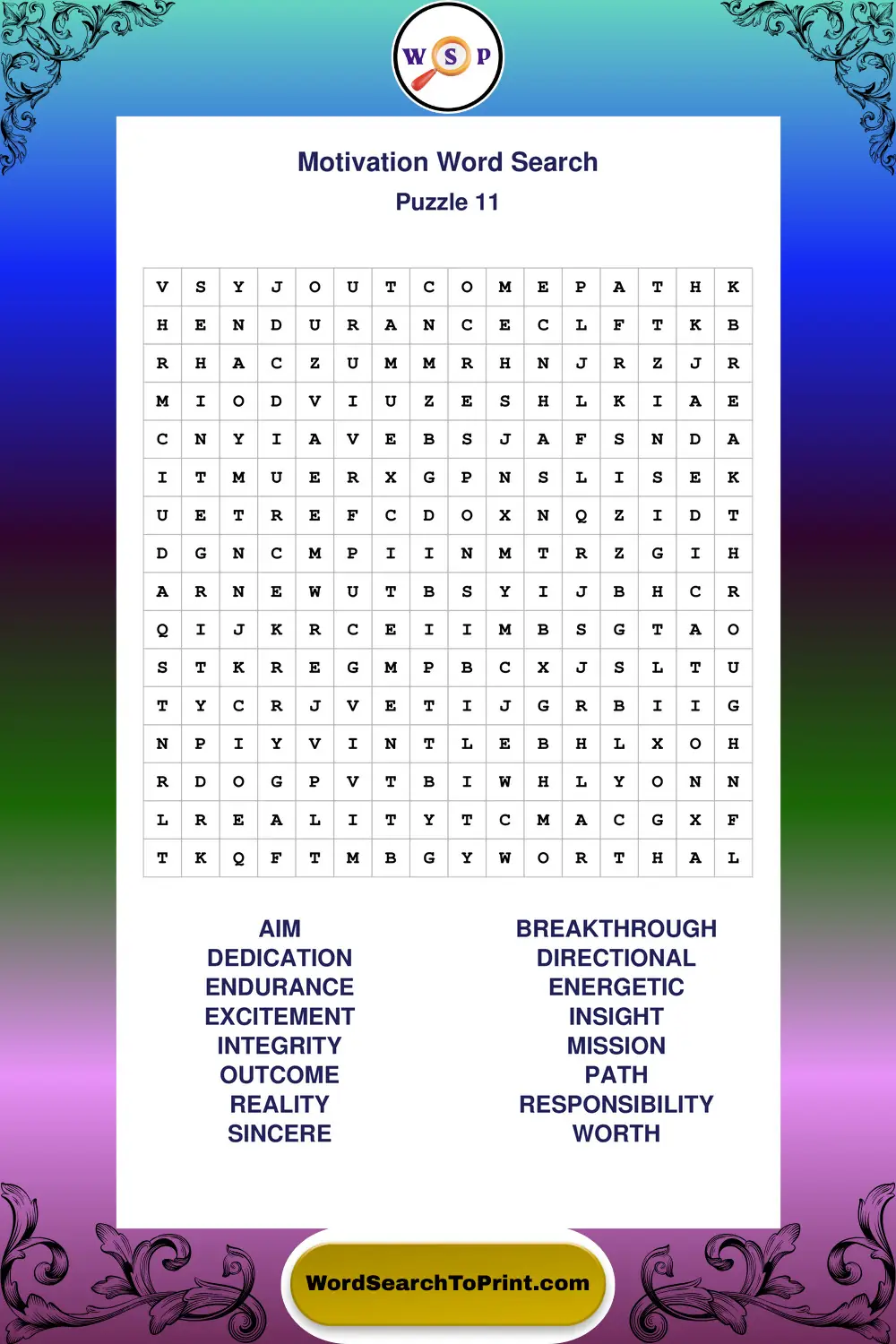 Motivation Word Search Puzzle 11