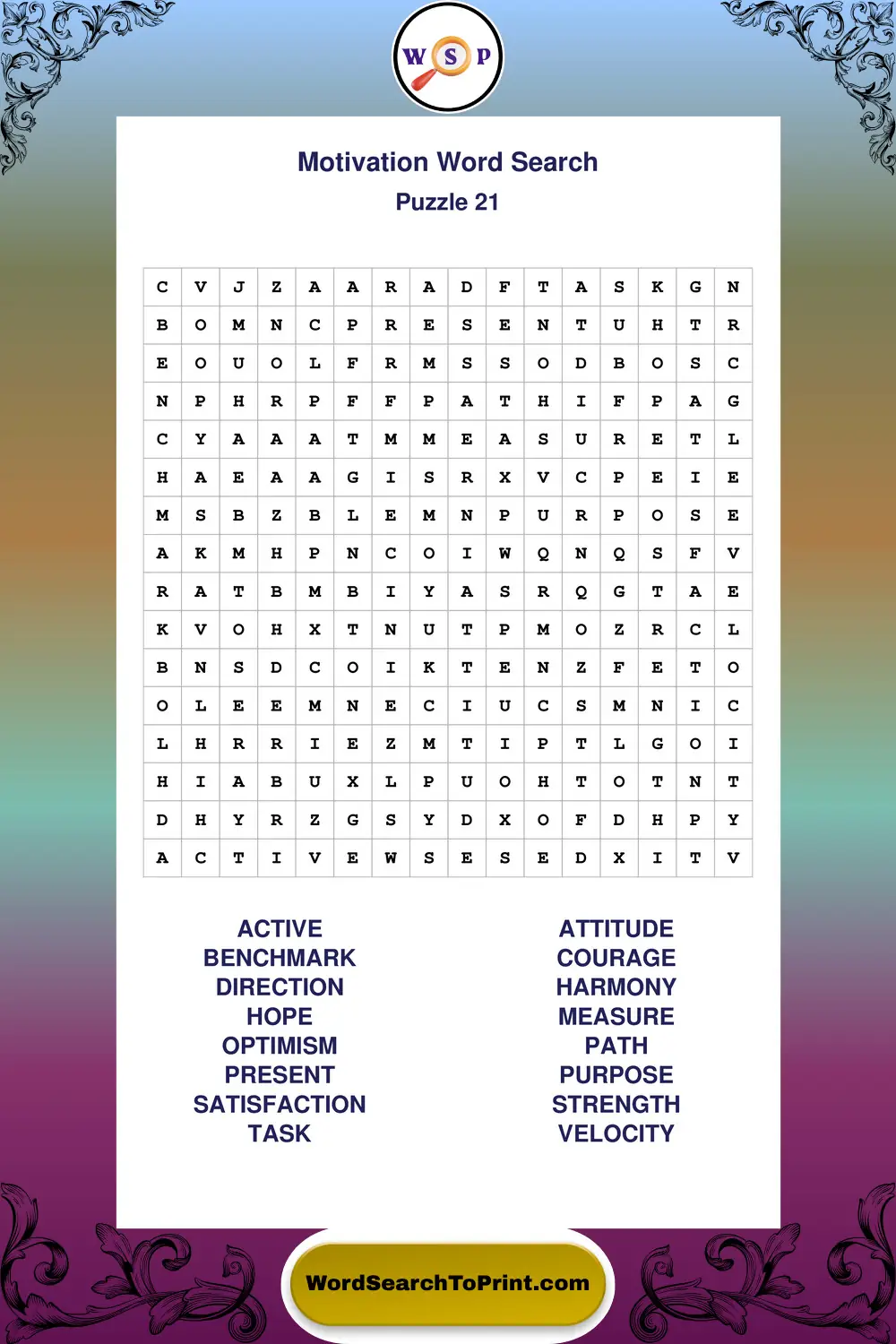 Motivation Word Search Puzzle 21