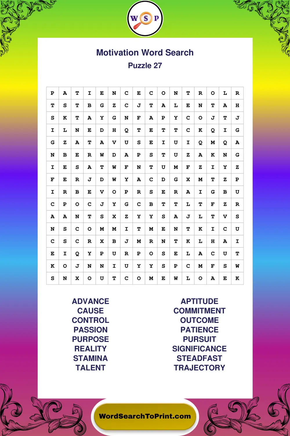 Motivation Word Search Puzzle 27