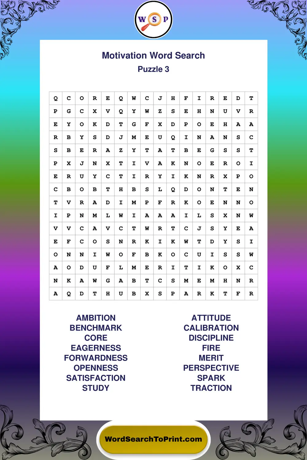Motivation Word Search Puzzle 3