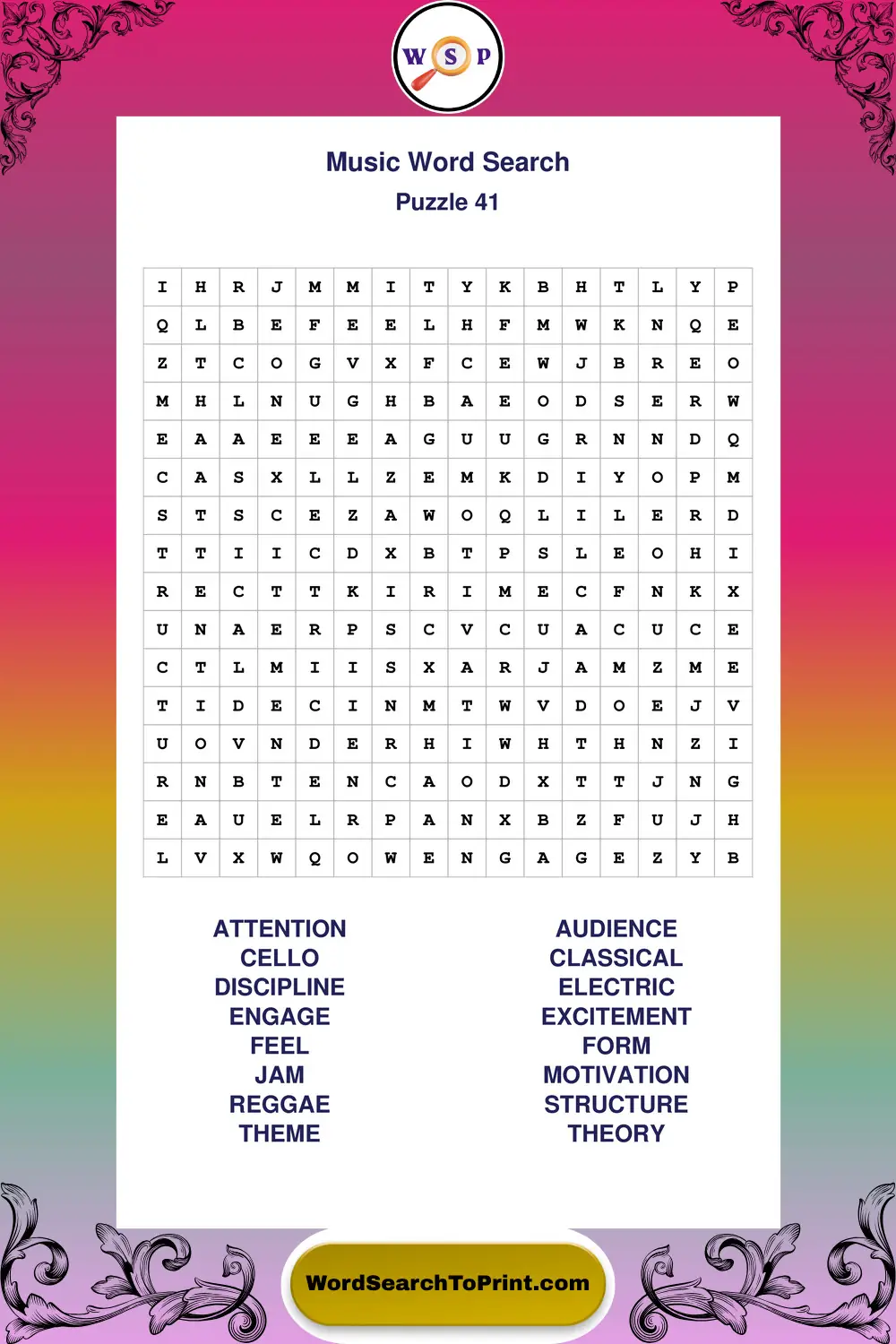 Music Word Search Puzzle 41