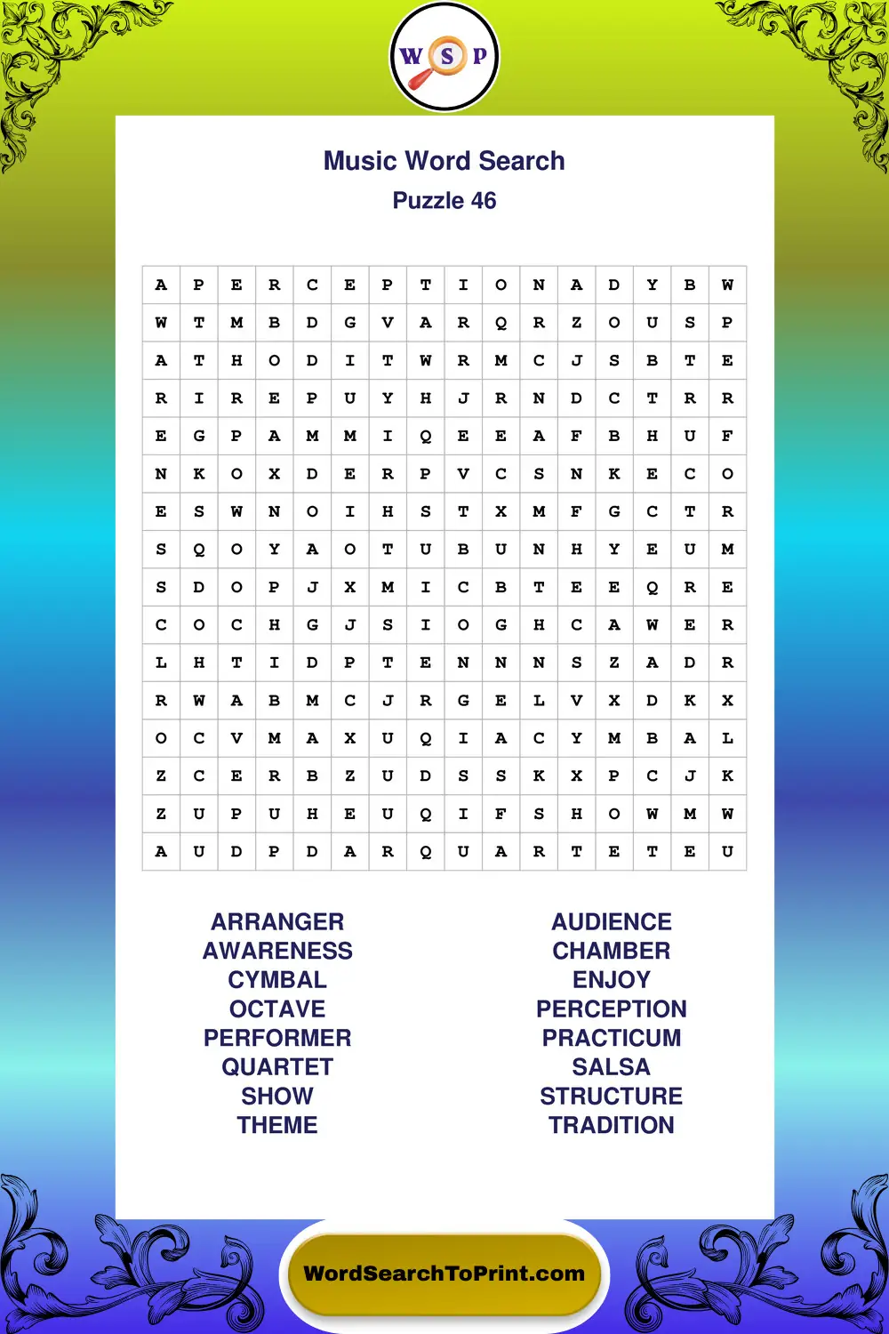Music Word Search Puzzle 46