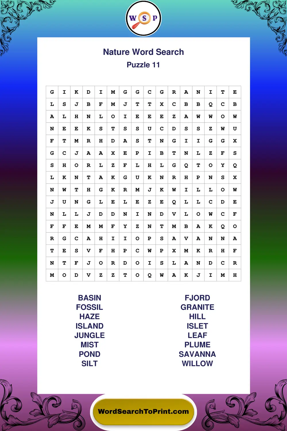 Nature Word Search Puzzle 11