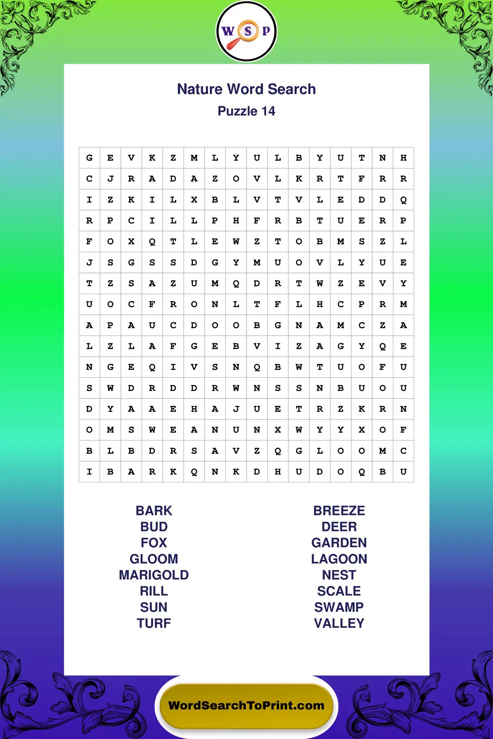 Nature Word Search Puzzle 14