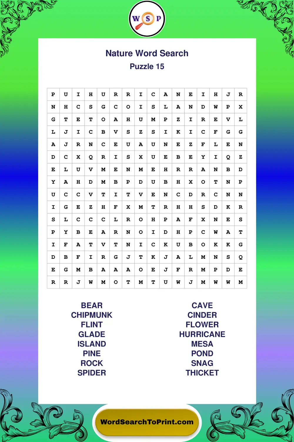 Nature Word Search Puzzle 15