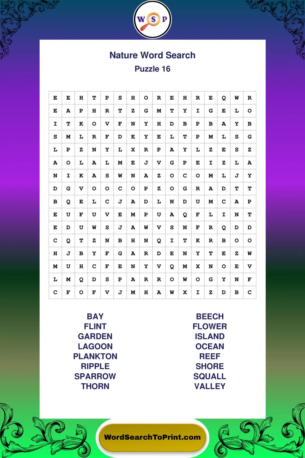 Nature Word Search Puzzle 16