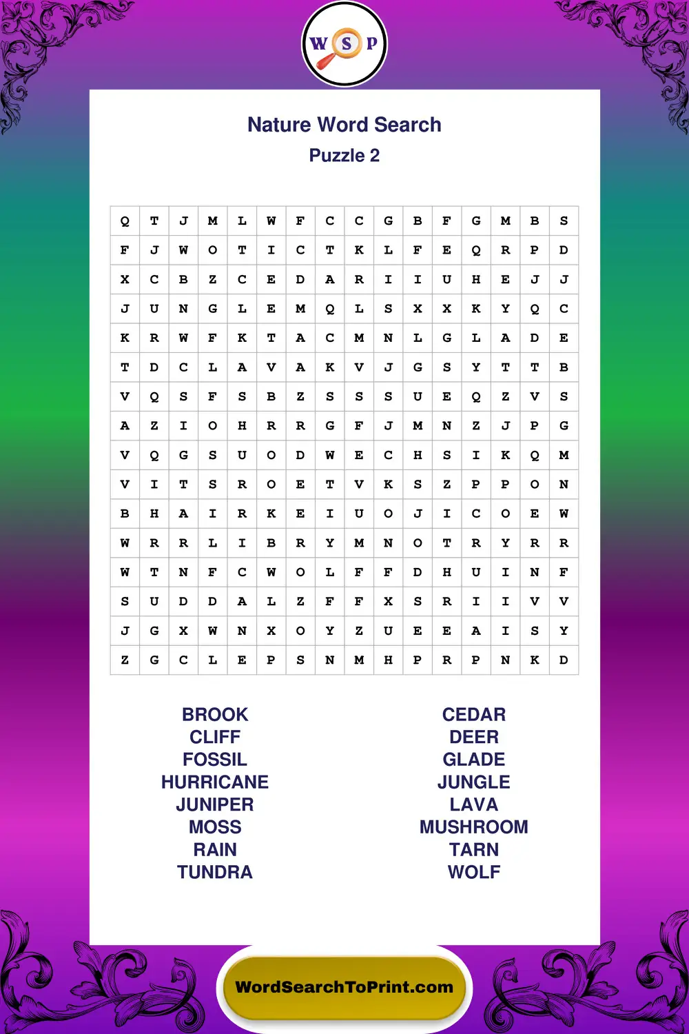 Nature Word Search Puzzle 2