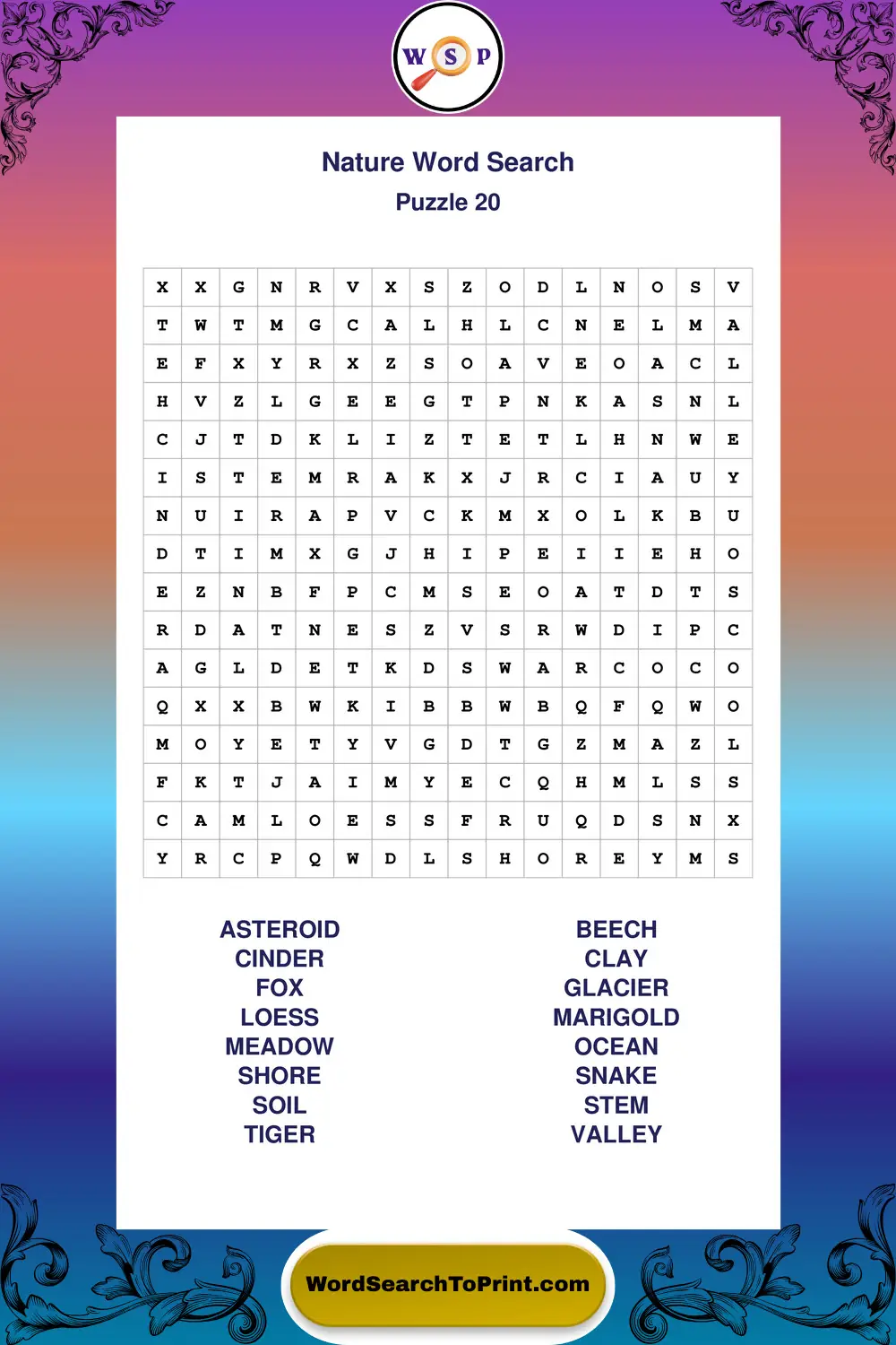 Nature Word Search Puzzle 20