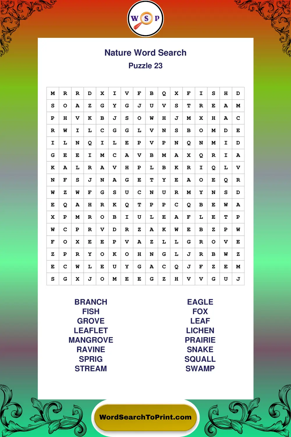 Nature Word Search Puzzle 23