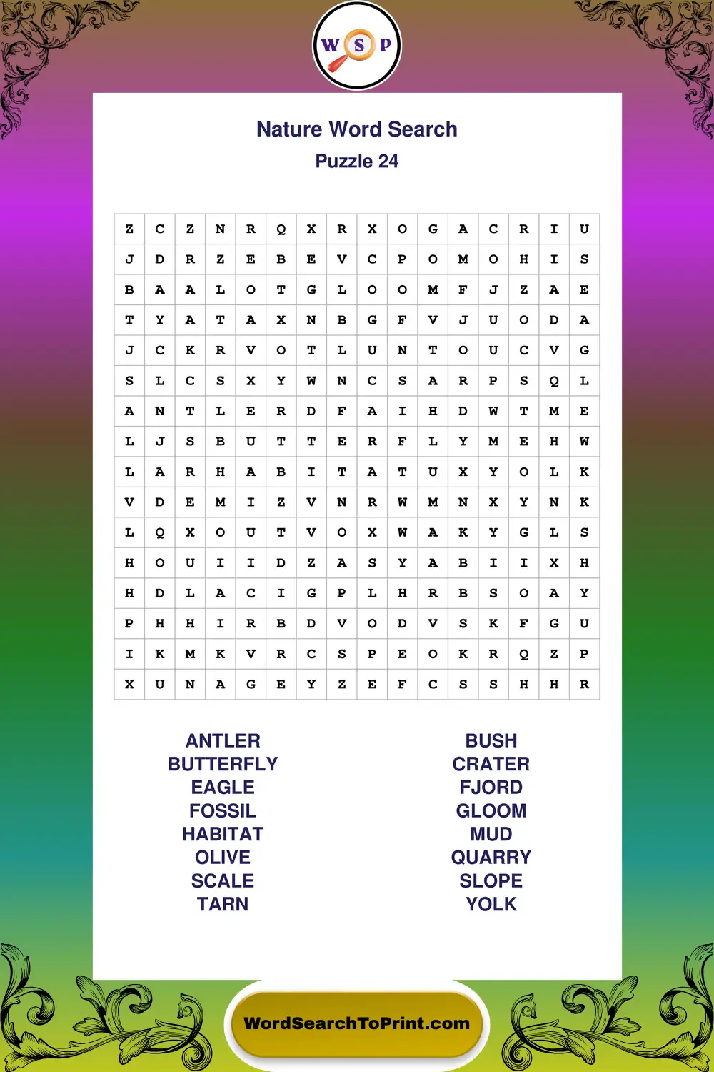 Nature Word Search Puzzle 24