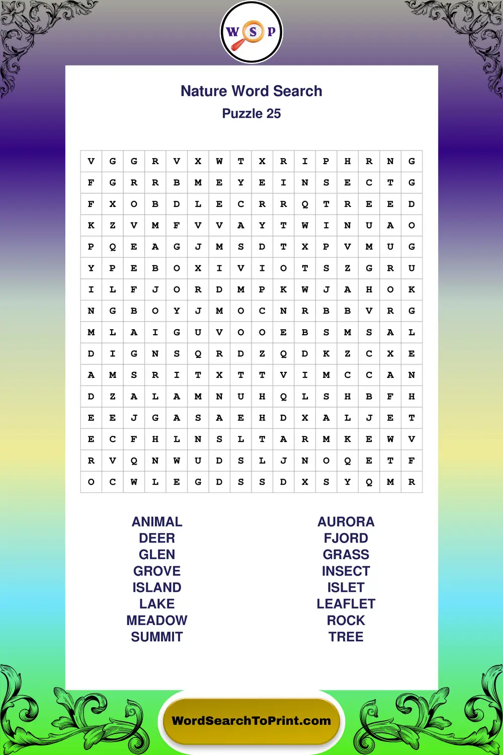 Nature Word Search Puzzle 25