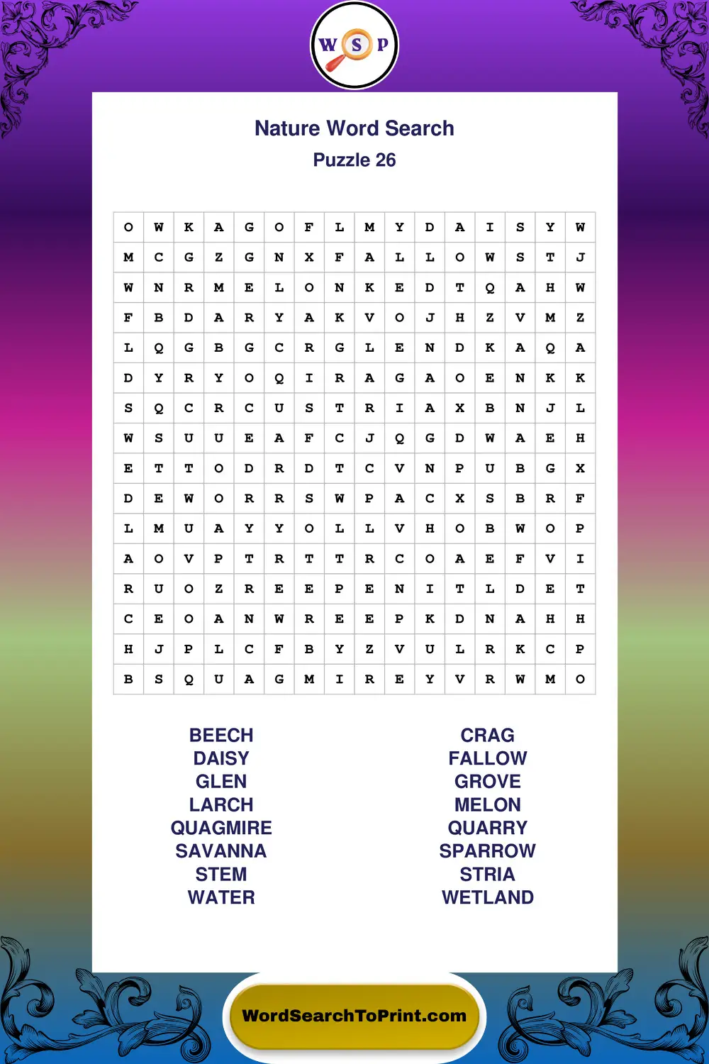 Nature Word Search Puzzle 26